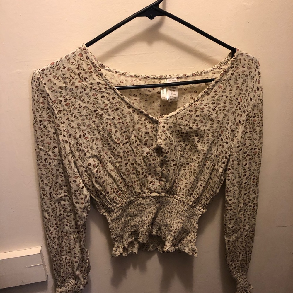 Floral Long Sleeve Crop Top